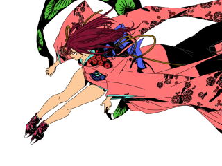 Woman pink dress flying hair 2 - flat color free wallpaper