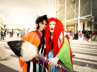 Costumed people street corner crowd - a street corner free wallpaper