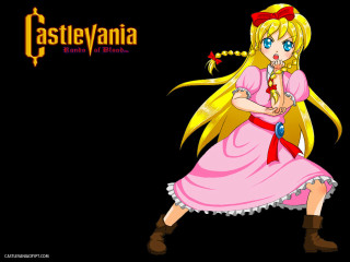 Cartoon girl pink dress bow 2 - a red ribbon free wallpaper