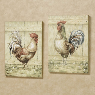 Roosters paintings beige wall room - free animals wallpaper for tablet