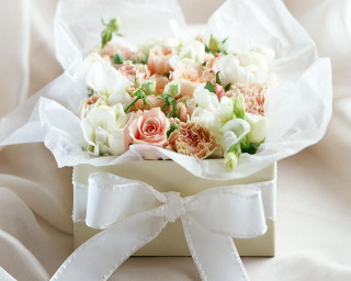 Bouquet flowers white box cloth - a ribbon free wallpaper
