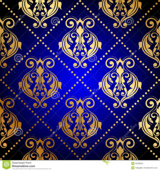 Blue gold background ornate pattern - plain free wallpaper for tablet
