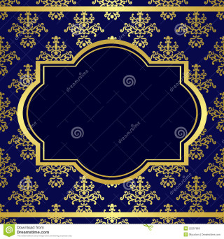 Blue gold background gold frame - plain free wallpaper for tablet