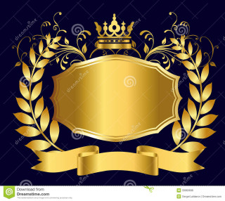 Golden emblem crown ribbon black - top free wallpaper