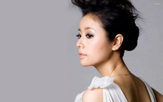 Woman white dress black hair - a bun free wallpaper