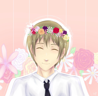 Man tie flower crown staring - his head free wallpaper for tablet