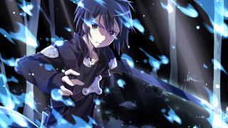 Anime character sword snow falling 2 - his hand free wallpaper for desktop