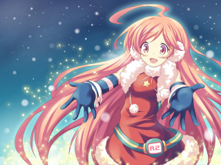 Pink haired android christmas star - long pink hair free wallpaper