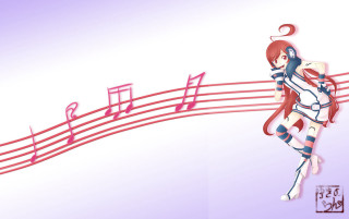Woman musical staff note background - chinese character free wallpaper