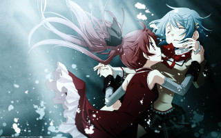 Anime couple hugging water hair - their hair free wallpaper