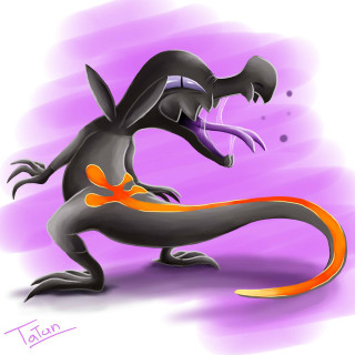 Black lizard orange accents cartoon - a cartoon free wallpaper for tablet