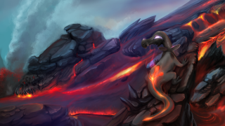Lizard lava mountain fire dragon - dragon art free wallpaper