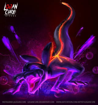 Lizard purple background red orange - free neon wallpaper for tablet