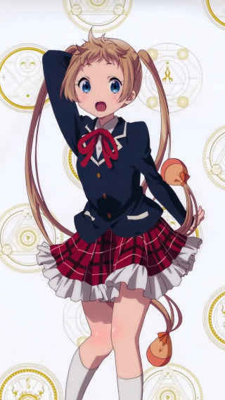 Girl school uniform cat shoulder 2 - her shoulder and a cat free wallpaper