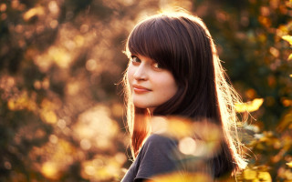 Woman long hair trees bushes - tree and bushes free wallpaper