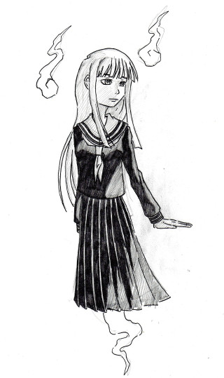 Girl cigarette dress drawing artwork - her body free wallpaper for mobile