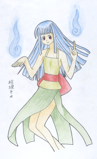 Blue hair woman dress drawing - a color pencil sketch free wallpaper