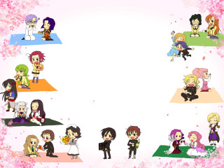 Anime characters flowered background white - free happy birthday wallpaper for desktop