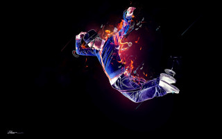 Man skateboard trick fire water - a trick free wallpaper