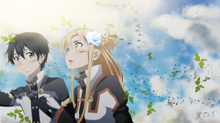 Anime characters cloudy sky leaves - white cloud free wallpaper for desktop