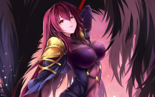 Woman pink hair sword hand - flowing free wallpaper