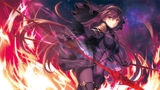 Woman black outfit sword fire 2 - a fire background free wallpaper