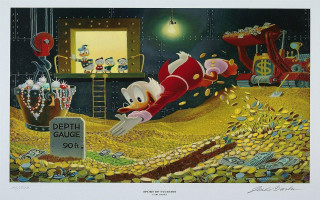 Cartoon character falling bed money - carl barks free wallpaper
