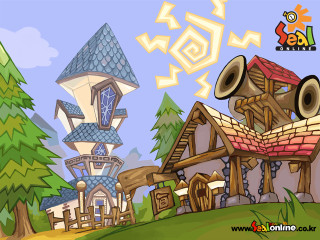 Cartoon house windows trees front - tree in front free wallpaper