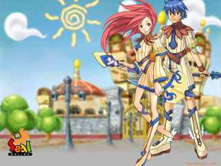 Anime couple building sun background - elysium free wallpaper
