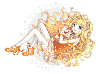 Cartoon girl blonde hair purse - her lap free wallpaper