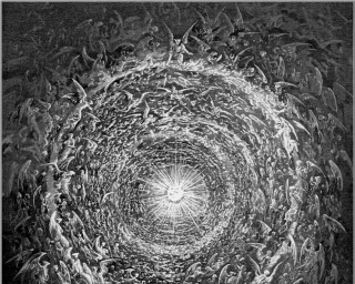 People circle light center painting - kinetic pointillism free wallpaper