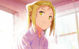 Blonde woman blue shirt stars - the ceiling free wallpaper