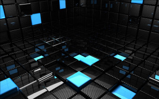 Blue squares black squares room 2 - cinema 4 d free wallpaper