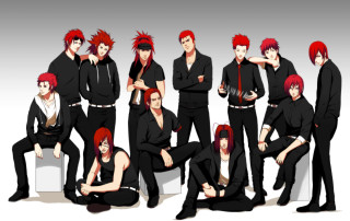 Red hair black clothes group - black clothes free wallpaper