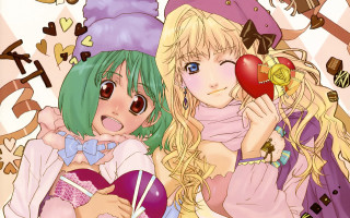 Anime girls hearts hats cute - a lollipop free wallpaper