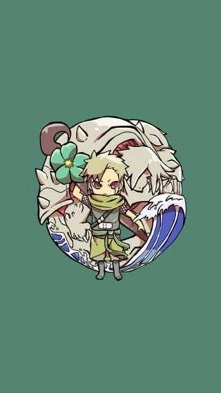 Cartoon character green background wave 2 - flowing hair free wallpaper for mobile