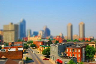 Cityscape tallbuildings street blur bokeh - tilt shift free wallpaper