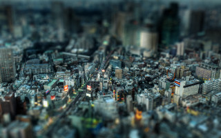 Tokyo city skyline tiltshift night - free city wallpaper