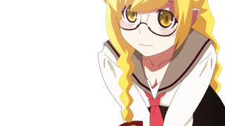 Blonde girl glasses red tie - black jacket free wallpaper