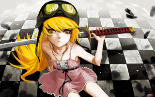 Girl sword helmet checkered birds - floor free wallpaper for desktop