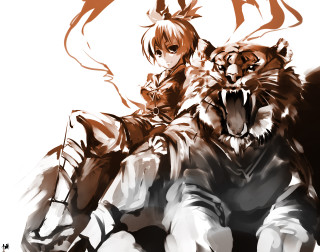 Two people tiger demon drawing - chen hong free wallpaper