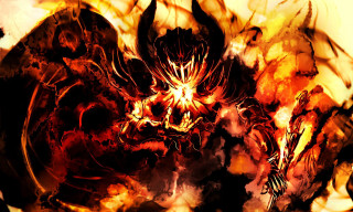 Demonic flame wings ember sunset - a demonic demon free wallpaper