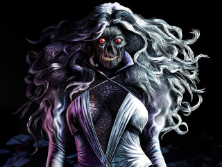 Creepy woman long hair white - dark shadow free wallpaper