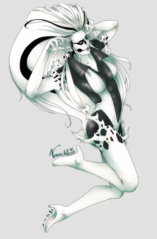 Woman flying black white costume - leg free wallpaper for mobile