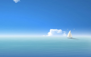 Sailboat calm ocean cloudy sky 3 - a sailboat free wallpaper
