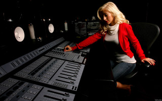 Woman sound board recording studio - studio photo free wallpaper