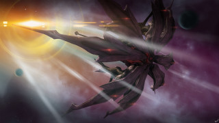 Spaceship flight bright light distant - a distant object in the background free wallpaper for desktop