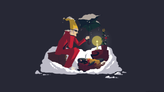 Man red suit pile presents - a candle free wallpaper