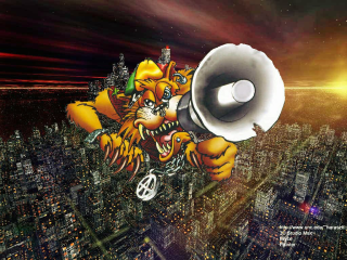 Cartoon tiger megaphone city night - underground free wallpaper for desktop