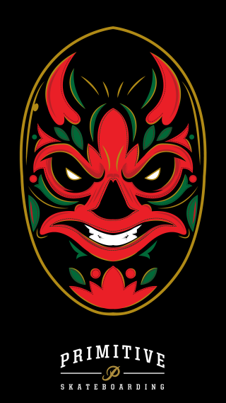 Red mask green leaves black - green leaf free wallpaper for mobile